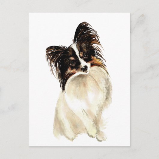 Carte Postale Aquarelle Papillon chien, animal de compagnie (Devant)