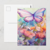 Carte Postale Aquarelle papillon design floral (Devant / Derrière)