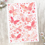 Carte Postale Aquarelle Papillon Motif rose<br><div class="desc">Peinture de papillon corail rose et blanc aquarelle.</div>