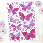 Carte Postale Aquarelle papillon rose<br><div class="desc">Peinture de papillons couleur rose magenta et blanc. Art original de Nic Squirrell.</div>