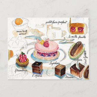 Carte Postale Aquarelle Paris Pâtisserie
