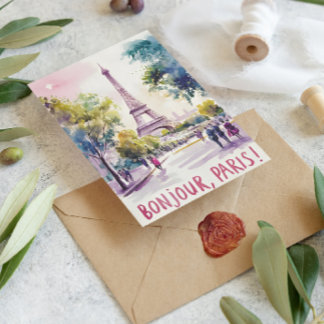 Carte Postale Aquarelle parisienne de la Tour Eiffel