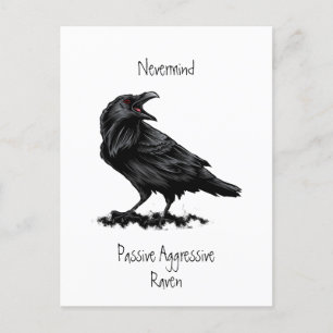 Carte Postale Aquarelle Passive Agressive Raven fun Devis