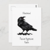 Carte Postale Aquarelle Passive Agressive Raven fun Devis (Devant / Derrière)