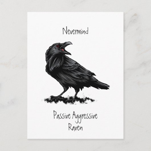 Carte Postale Aquarelle Passive Agressive Raven fun Devis (Devant)