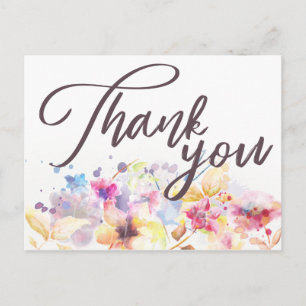 Carte Postale Aquarelle Pastel Beau Floral   MERCI
