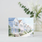 Carte Postale Aquarelle Pastel Cottages Côtiers Été (Debout devant)