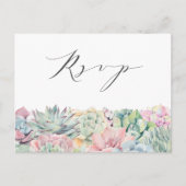 Carte Postale Aquarelle Pastel Succulents Garland Wedding RSVP (Devant)