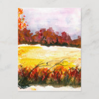 Aquarelle Paysage Abstrait Arbres d'automne
