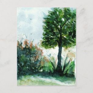 Carte Postale Aquarelle Paysage Art Arbre Nature Saisons