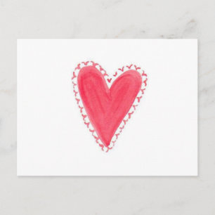 Carte Postale Aquarelle peinte à la main rouge Saint-Valentin