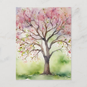 Carte Postale Aquarelle Peinture Arbre