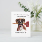 Carte Postale aquarelle peinture de Boxer + Paradis, incendie CA (Debout devant)