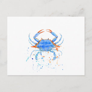 Carte Postale Aquarelle peinture de crabe bleu