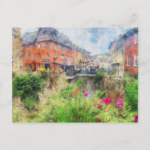 Carte Postale Aquarelle peinture de la ville de Bad Muenstéréi