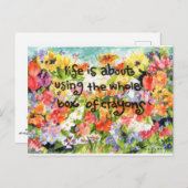 Carte Postale aquarelle peinture fleurs de bré + expression opti (Devant / Derrière)