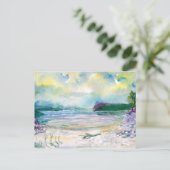 Carte Postale Aquarelle peinture paysage. Pluie estivale. (Debout devant)