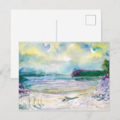 Carte Postale Aquarelle peinture paysage. Pluie estivale. (Devant / Derrière)