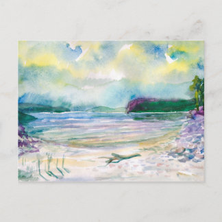 Carte Postale Aquarelle peinture paysage. Pluie estivale.