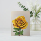 Carte Postale Aquarelle peinture rose jaune (Debout devant)