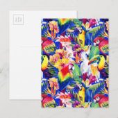 Carte Postale Aquarelle Perroquets 2 (Devant / Derrière)