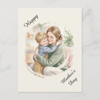 Carte Postale Aquarelle personnalisée d'une mère étreignant son