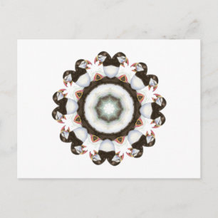 Carte Postale Aquarelle personnalisée Puffin Mandala Bird Nature