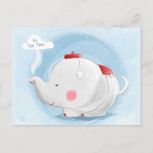 Carte Postale Aquarelle personnalisée Teacup Elephant