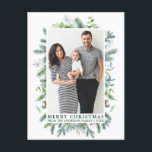 Carte Postale Aquarelle Pine Famille Photo Noël Vert<br><div class="desc">Elégant Aquarelle Pine Frame Joyeux Noël Famille Photo Vacances Verdure Carte postale</div>