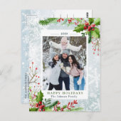 Carte Postale Aquarelle Pine Mistletoe Noël PHOTO Vacances (Devant / Derrière)