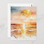 Carte Postale Aquarelle Plage Design 1 (Devant / Derrière)