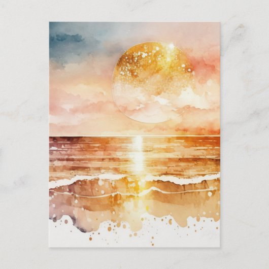 Carte Postale Aquarelle Plage Design 1 (Devant)