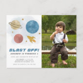 Carte Postale Aquarelle Planète Espace Extérieur 4e anniversaire (Devant)