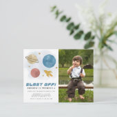 Carte Postale Aquarelle Planète Espace Extérieur 4e anniversaire (Debout devant)