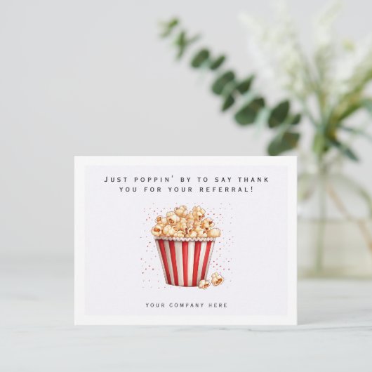 Carte Postale Aquarelle Popcorn Référence Merci Immobilier (Debout devant)
