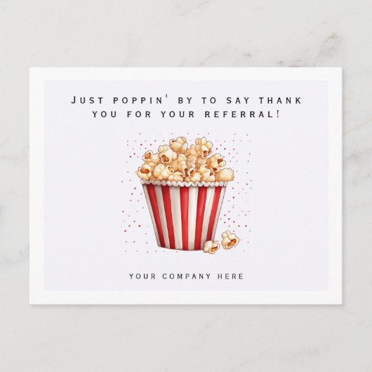 Carte Postale Aquarelle Popcorn Référence Merci Immobilier (Devant)
