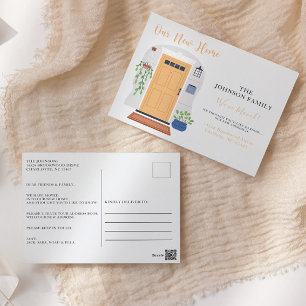 Carte Postale Aquarelle Porte Avant Nous Avons Déménagé Nouvelle