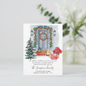 Carte Postale Aquarelle Porte de Noël Faire-part de déménagement (Debout devant)