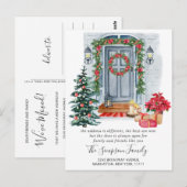 Carte Postale Aquarelle Porte de Noël Faire-part de déménagement (Devant / Derrière)