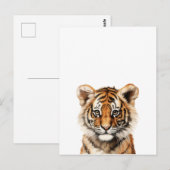 Carte Postale Aquarelle Portrait d'un petit tigre (Devant / Derrière)