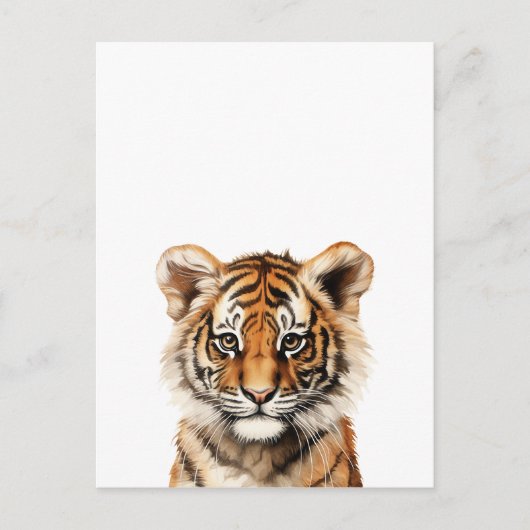 Carte Postale Aquarelle Portrait d'un petit tigre (Devant)