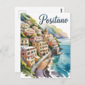 Carte Postale Aquarelle Positano (Devant / Derrière)