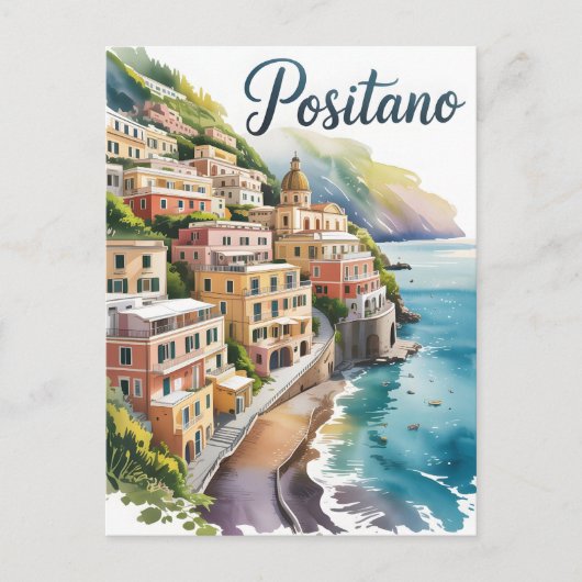 Carte Postale Aquarelle Positano (Devant)