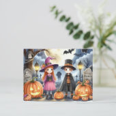 Carte Postale Aquarelle pour enfants d'Halloween (Debout devant)
