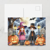 Carte Postale Aquarelle pour enfants d'Halloween (Devant / Derrière)