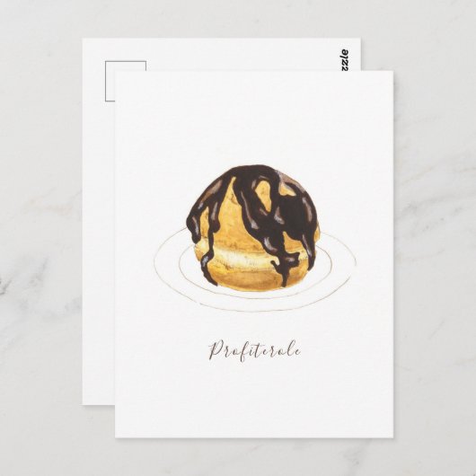 Carte Postale Aquarelle profiterole (Devant / Derrière)