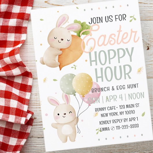 Carte Postale Aquarelle Rabbit de Pâques Hausse Heure Hoppy Chas