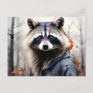 Carte Postale Aquarelle Raccoon Animal