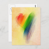 Carte Postale Aquarelle Rainbow Heart (Devant / Derrière)