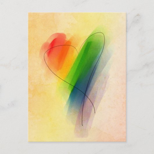 Carte Postale Aquarelle Rainbow Heart (Devant)